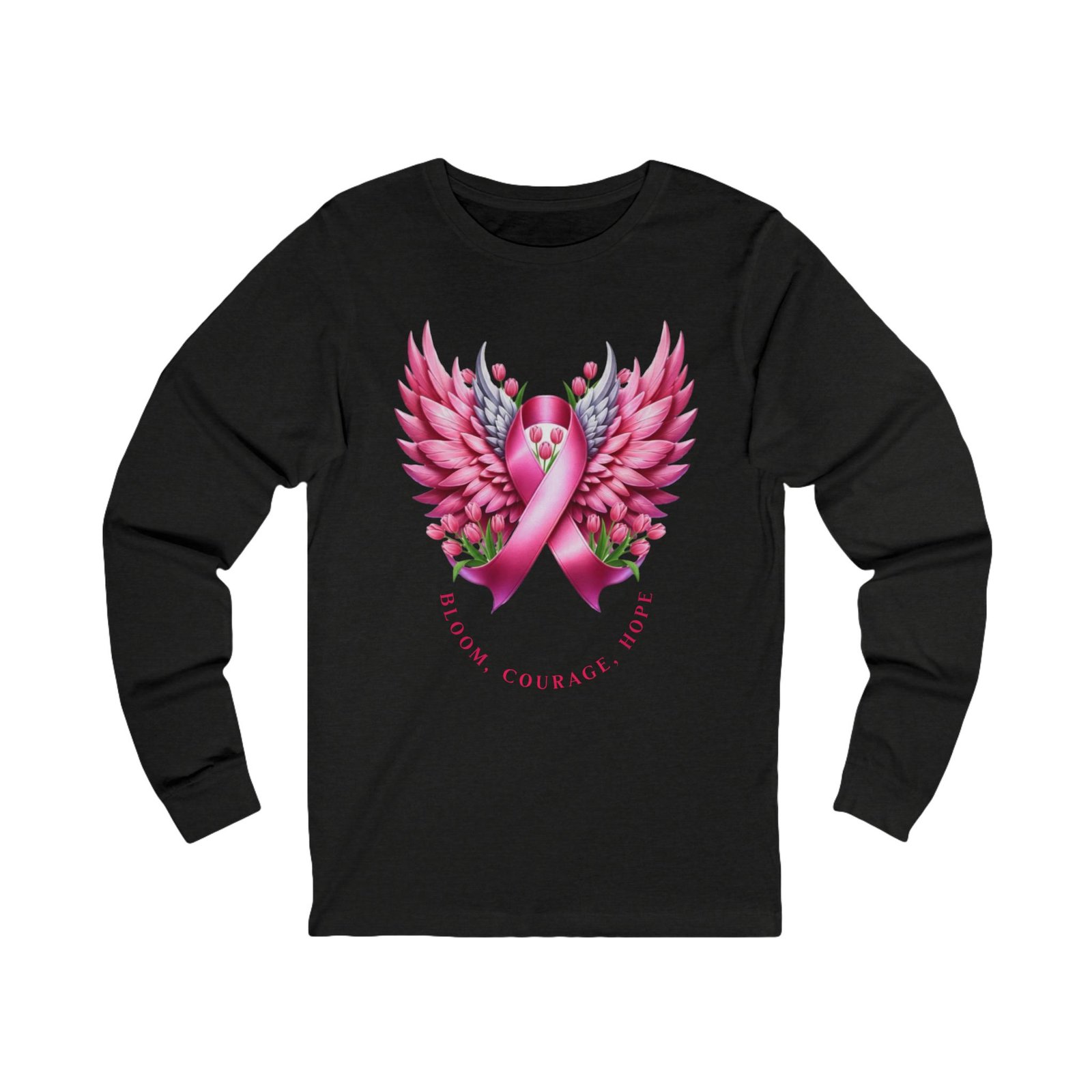 Wings of Support Breast Cancer Awareness LT -Shirt