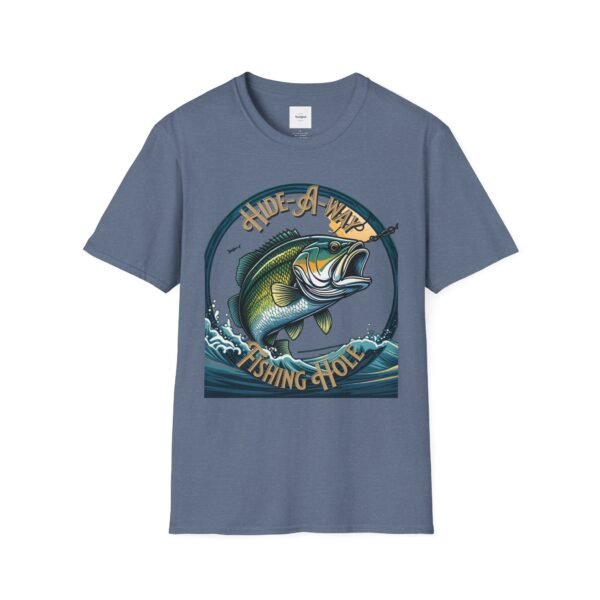 Reel cool Hide-A-Way Fishing Hole Unisex Softstyle T-Shirt - Image 41