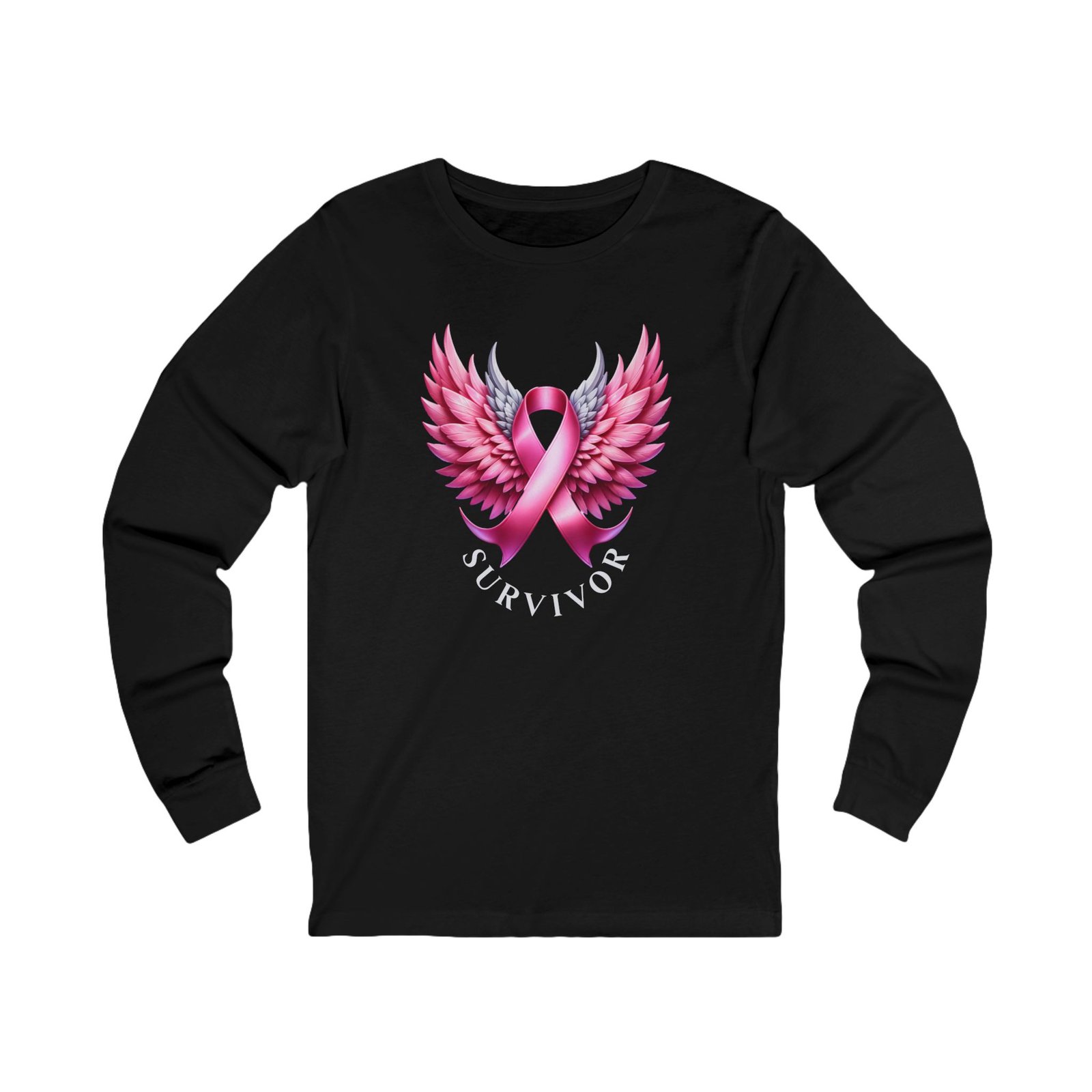 Survivor Wings Long Sleeve Tee Breast Cancer Awareness