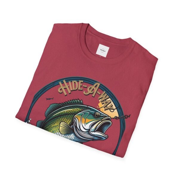 Reel cool Hide-A-Way Fishing Hole Unisex Softstyle T-Shirt - Image 64