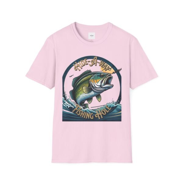 Reel cool Hide-A-Way Fishing Hole Unisex Softstyle T-Shirt - Image 49