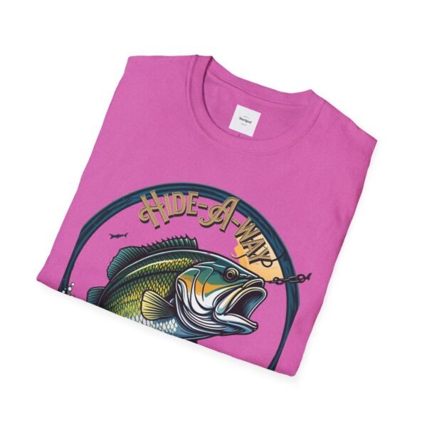 Reel cool Hide-A-Way Fishing Hole Unisex Softstyle T-Shirt - Image 56