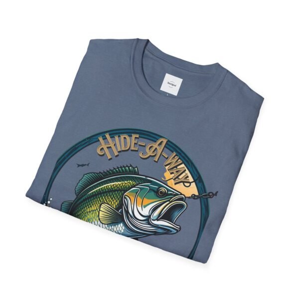 Reel cool Hide-A-Way Fishing Hole Unisex Softstyle T-Shirt - Image 44