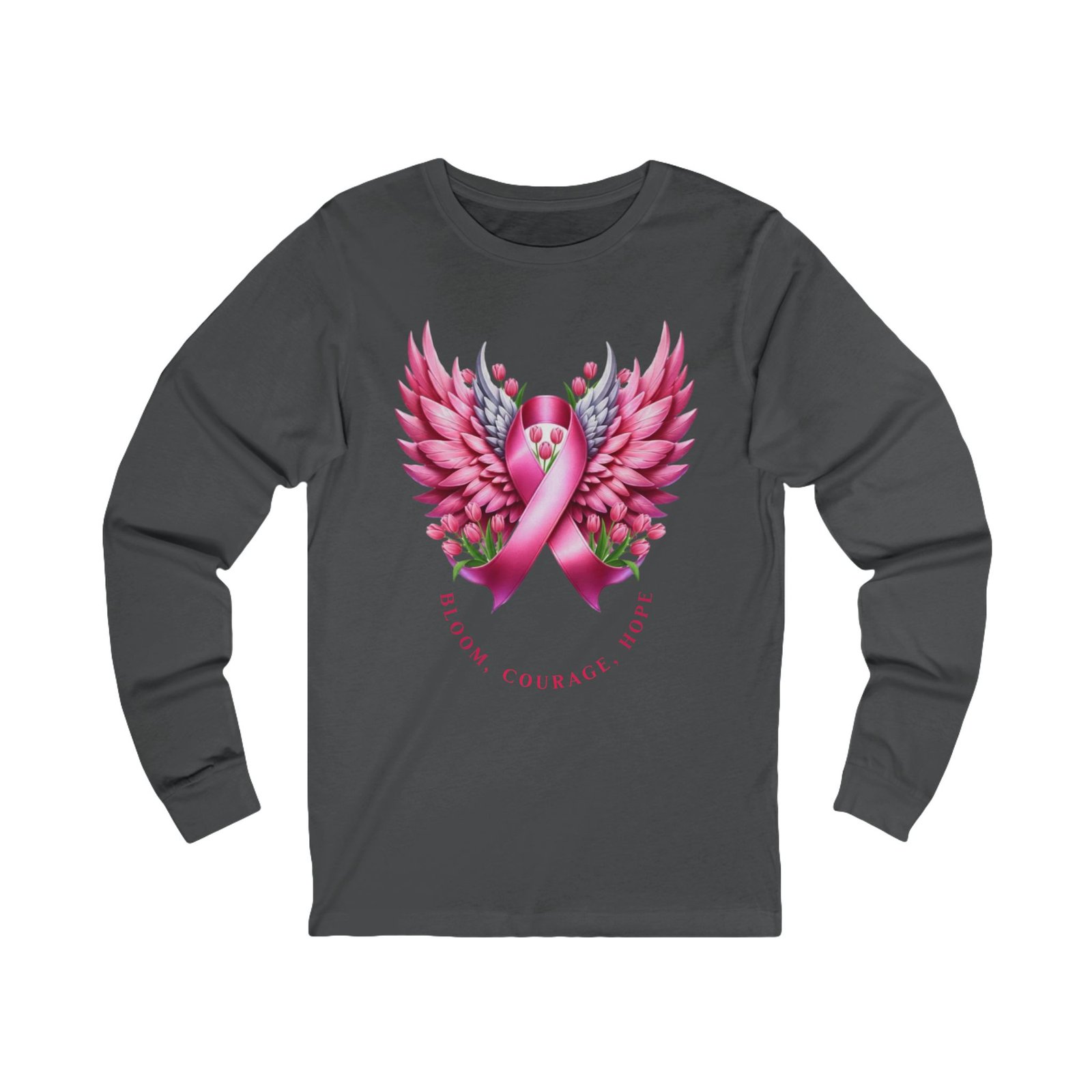 Wings of Support Breast Cancer Awareness LT -Shirt - Image 9