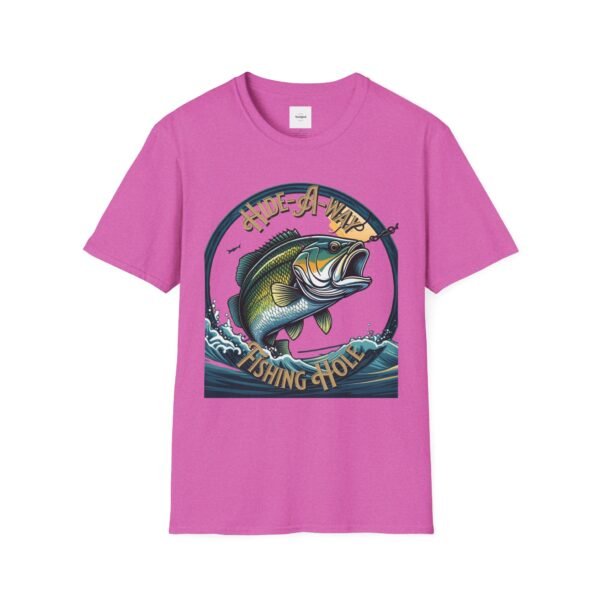 Reel cool Hide-A-Way Fishing Hole Unisex Softstyle T-Shirt - Image 53