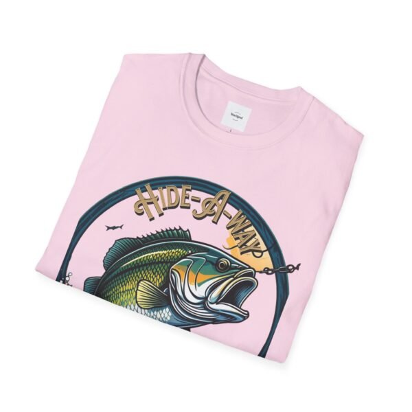 Reel cool Hide-A-Way Fishing Hole Unisex Softstyle T-Shirt - Image 52