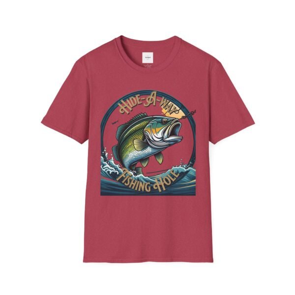 Reel cool Hide-A-Way Fishing Hole Unisex Softstyle T-Shirt - Image 61