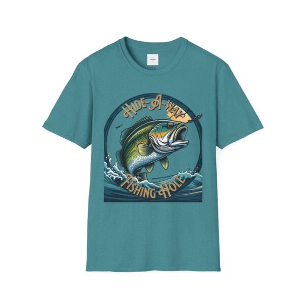 Reel cool Hide-A-Way Fishing Hole Unisex Softstyle T-Shirt - Image 29