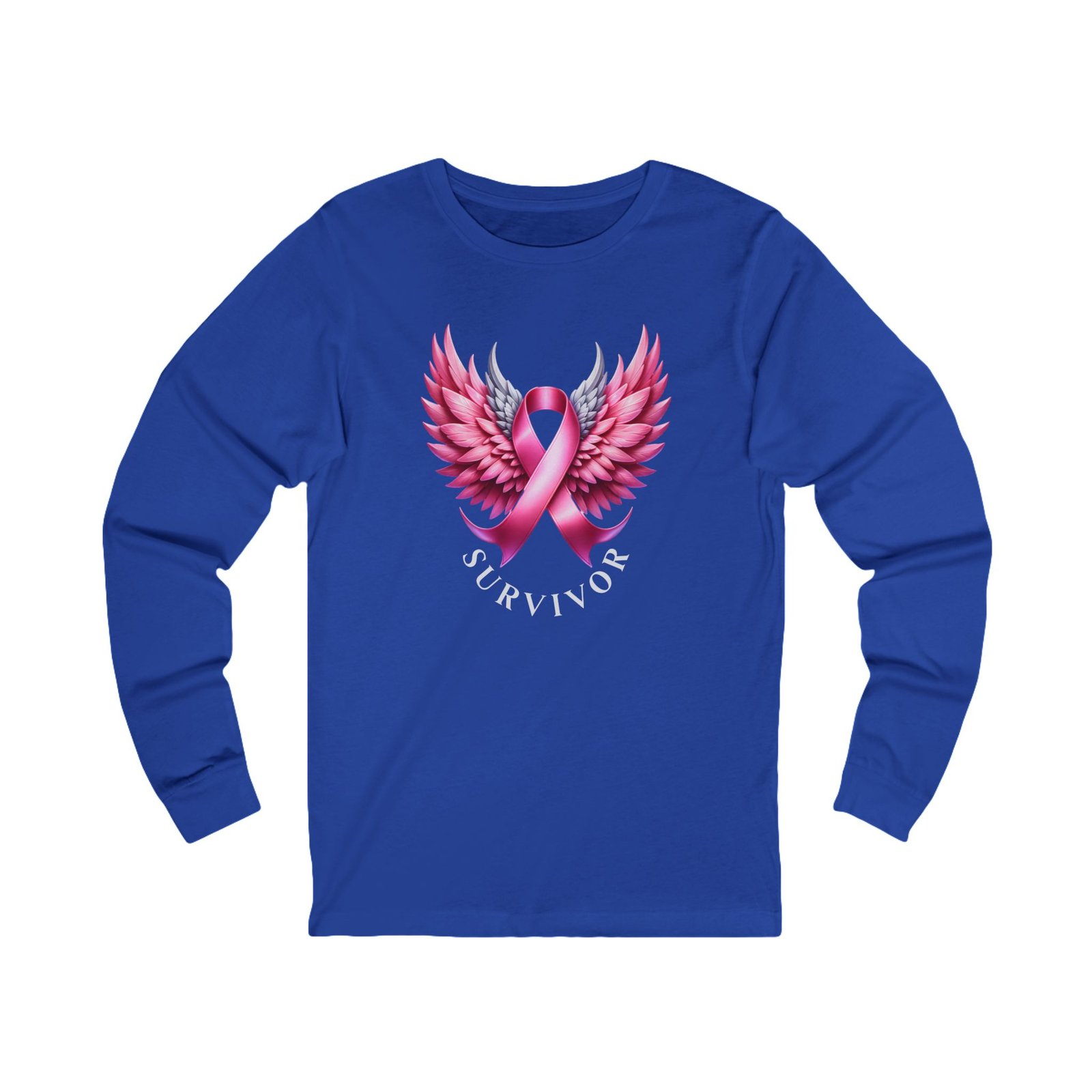 Survivor Wings Long Sleeve Tee Breast Cancer Awareness - Image 11