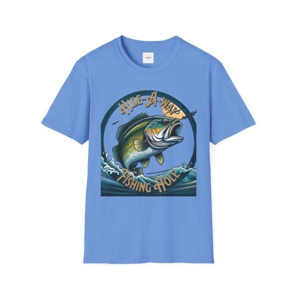 Reel cool Hide-A-Way Fishing Hole Unisex Softstyle T-Shirt