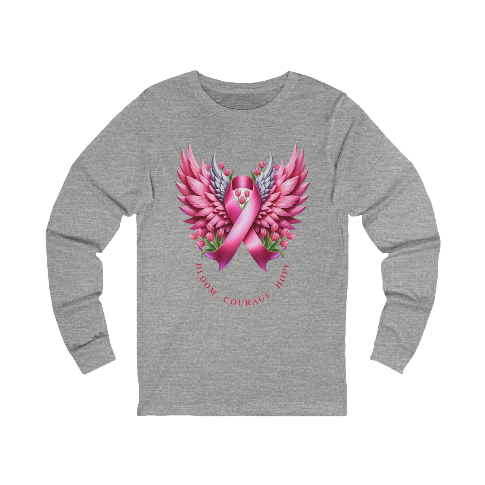 Wings of Support Breast Cancer Awareness LT -Shirt - Image 7