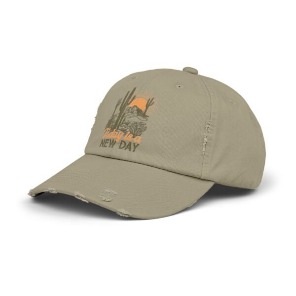 "Today is a New Day" Unisex Distressed Cap - Image 10
