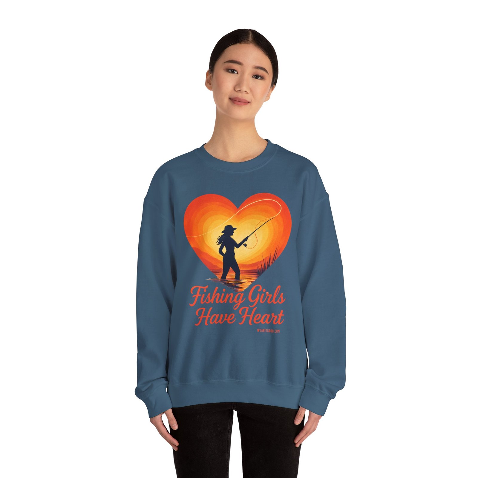 Ladies: Fishing Girls Have Heart Sweatshirt - Image 44