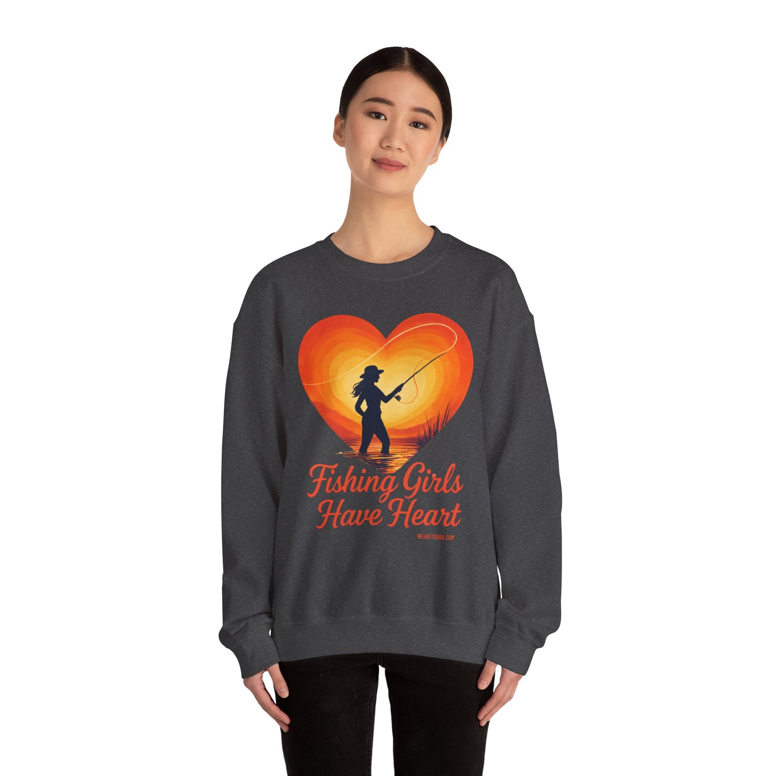 Ladies: Fishing Girls Have Heart Sweatshirt - Image 32