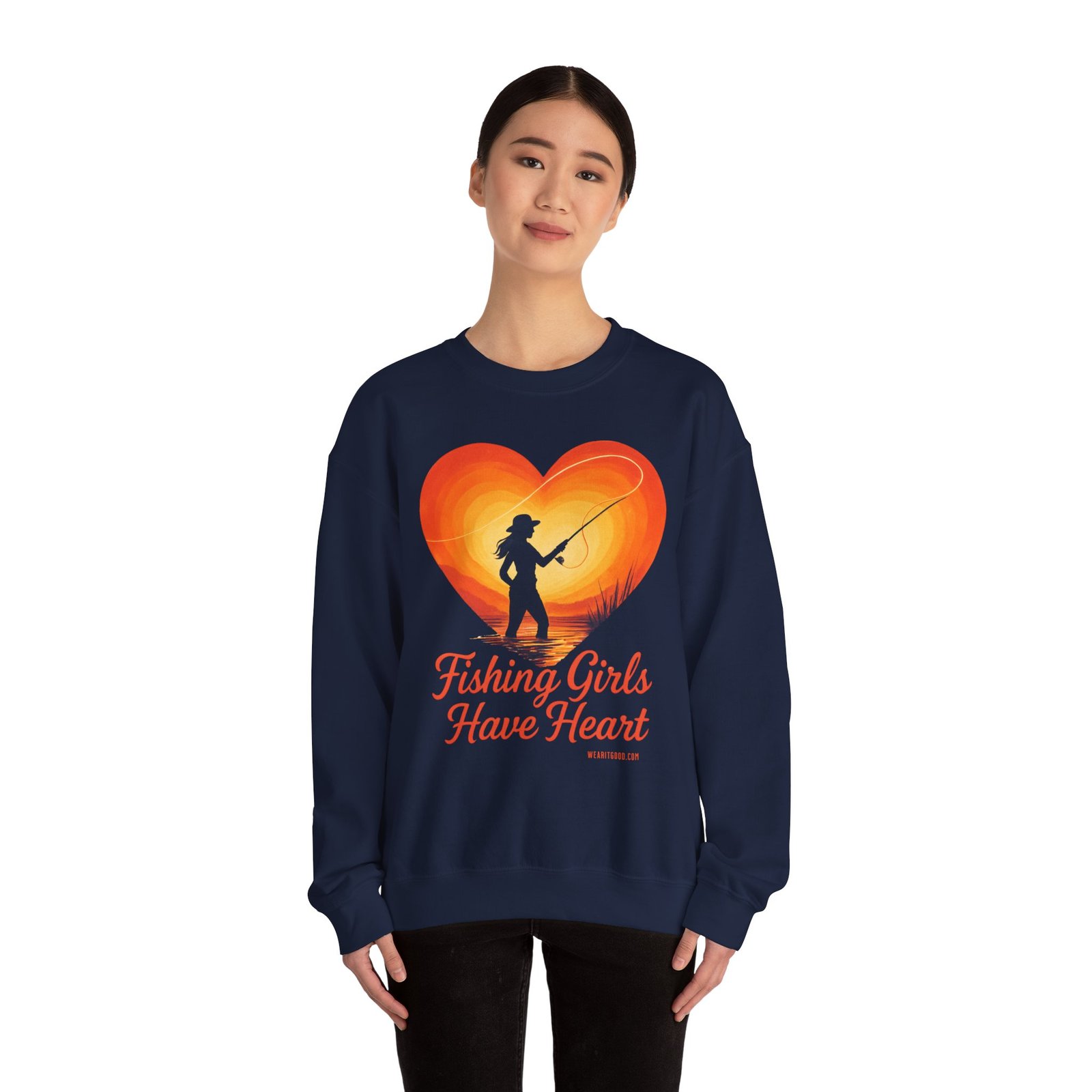 Ladies: Fishing Girls Have Heart Sweatshirt - Image 52