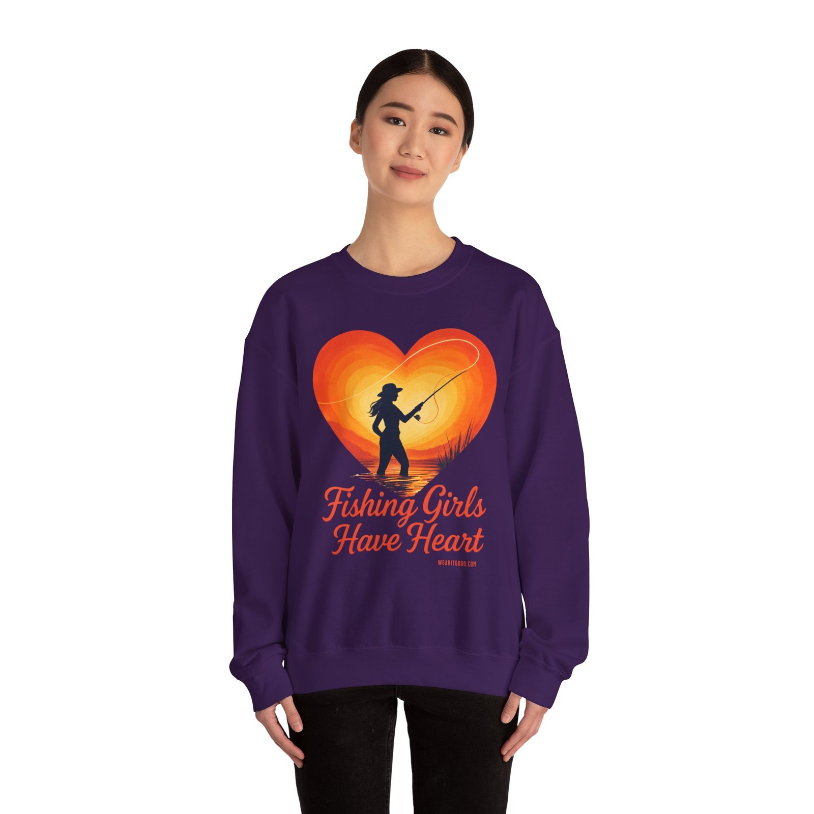 Ladies: Fishing Girls Have Heart Sweatshirt - Image 56