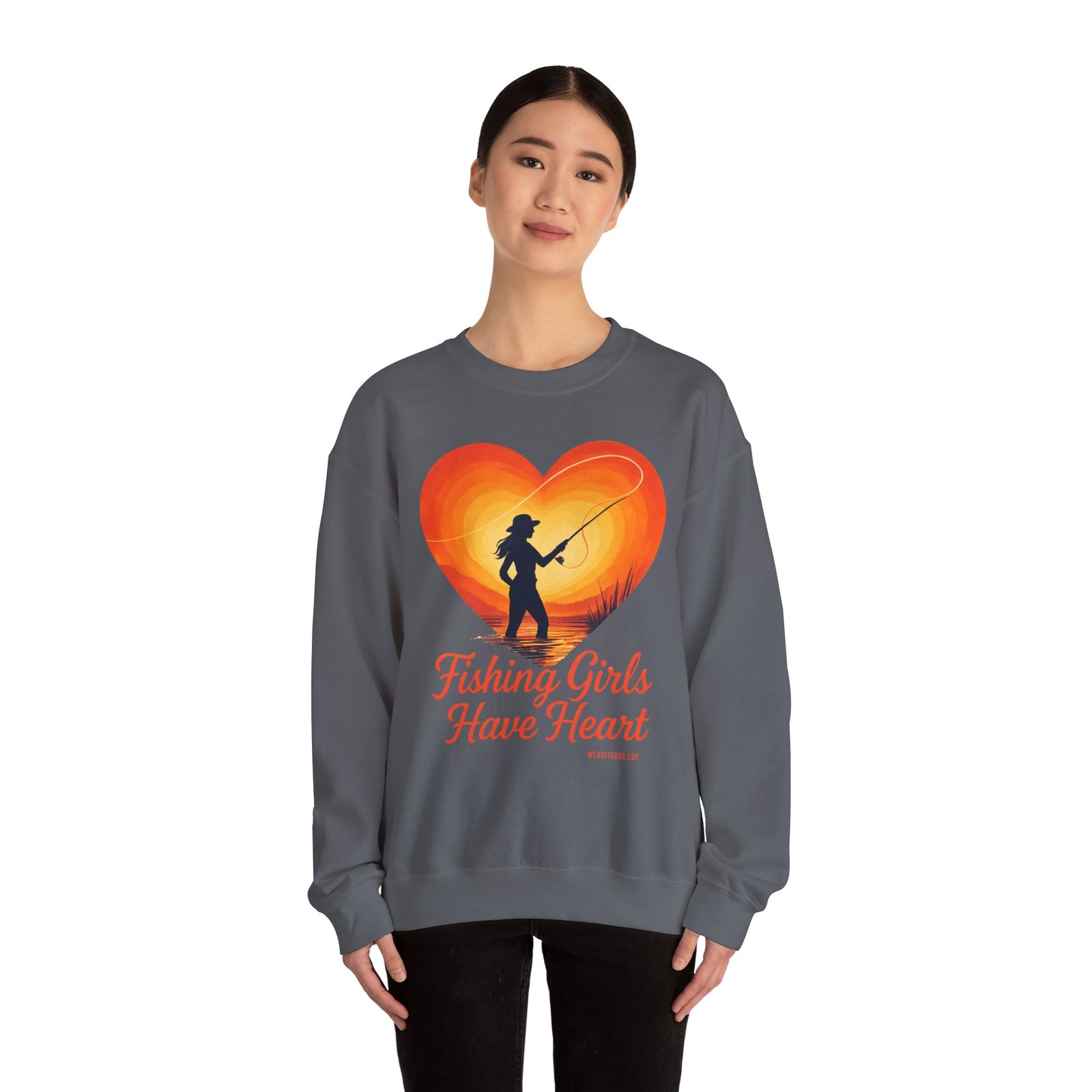 Ladies: Fishing Girls Have Heart Sweatshirt - Image 48