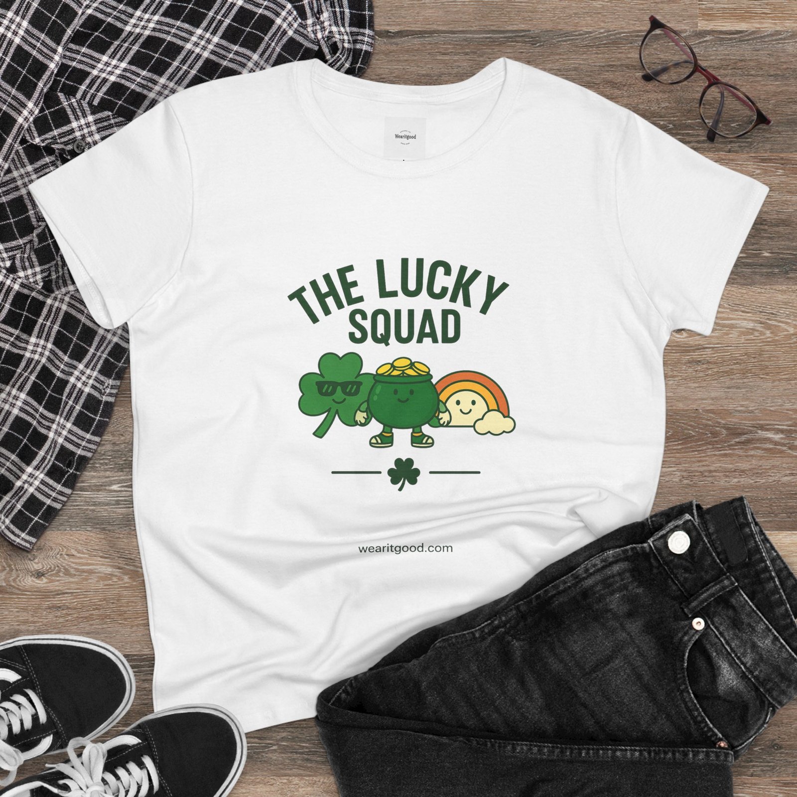 The Lucky Squad Women's Tee – St. Patrick’s Day Shamrock & Rainbow Shirt - Image 4
