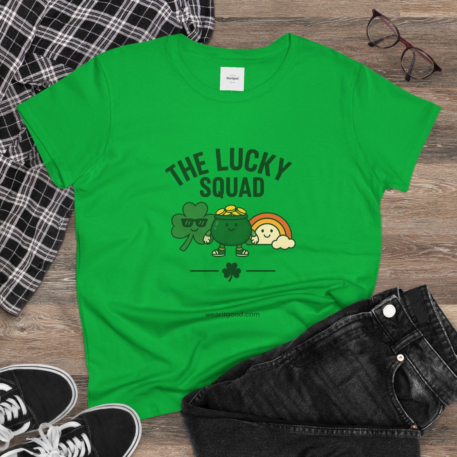 The Lucky Squad Women's Tee – St. Patrick’s Day Shamrock & Rainbow Shirt - Image 12